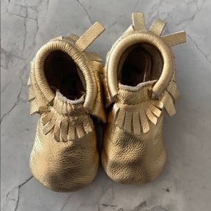 Gold Freshly Picked Moccasins Size 4